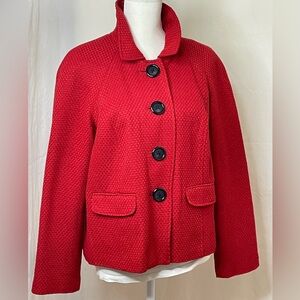 Briggs New York Vibrant Red Button-Front wool blend Textured Blazer